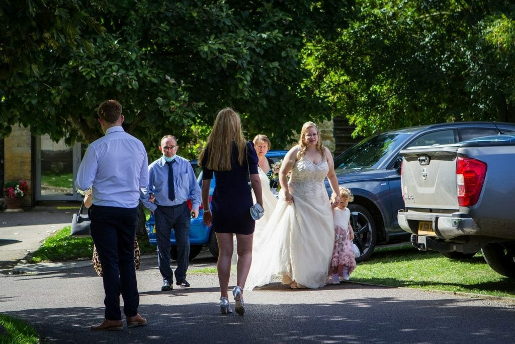 Bride arriving at Abbey Manor in Yeovil